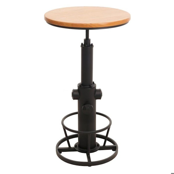 Justerbar højde bistro barbord med fodstøtte, roterende sæde, industrielt design, træ, diameter 61 cm 04_0008516 kastanj
