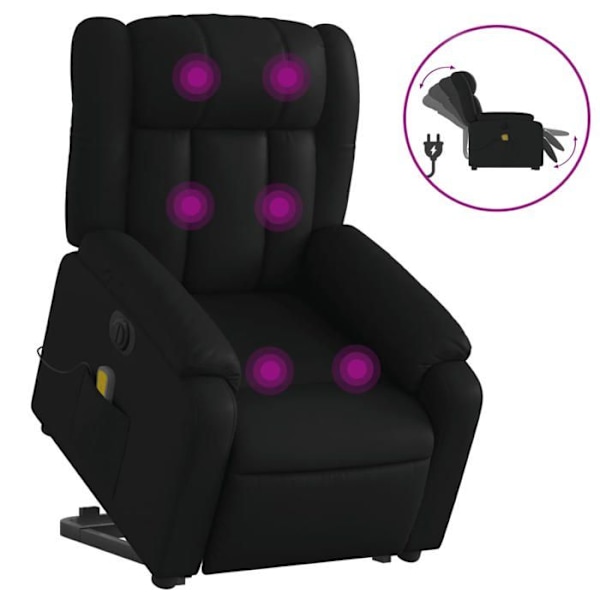 Relaxationsstol med massagefunktion og elektrisk hævefunktion, sort PVC DEC027806 Svart