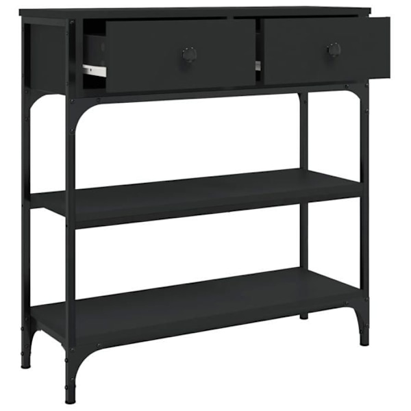 Elegant design konsolbord til entré med skuffer og hylder 72,5 x 25 x 75 cm sort ingeniértræ DEC032143 kastanj