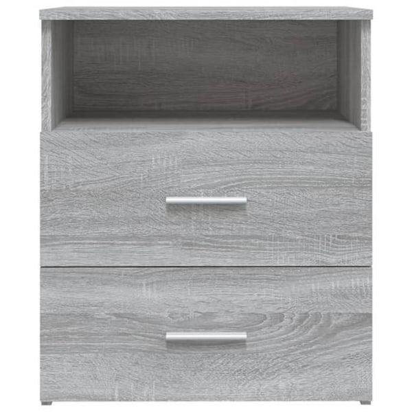 Nattduksbord med två lådor och öppen fack 50 x 32 x 60 cm ingenjörsträ grå DEC034677 kastanj