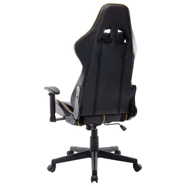 Kontor stol gaming sæde med lændepude i sort og guld PVC samt metal DEC025971 Metall