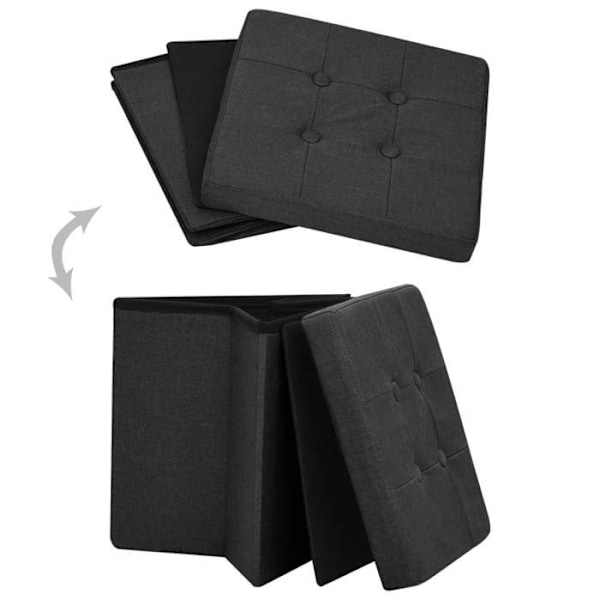 Taburet sæde opbevaringspuf 38 x 38 x 38 cm foldbar i sort stof DEC026351 Svart