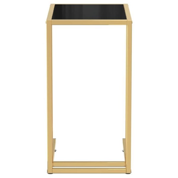 Side table, computer table, end of sofa 50 x 35 x 65 cm, black tempered glass and gold iron DEC032519 Svart