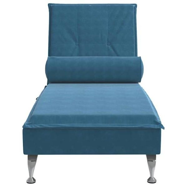 Chaise longue - DEC026142 - Blå sammet - Massage 1 punkt - Metallben - Dimensioner 136,5x56x75 cm Blå