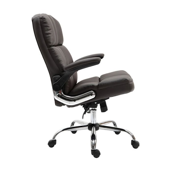 Ställbar svängbar kontorsstol i brun syntet med ergonomisk form