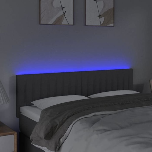Sänggavel - Ej specificerad - 144x5x78/88 cm - Mörkgrå tyg - Färgglad LED - Contemporary design Mörkgrå