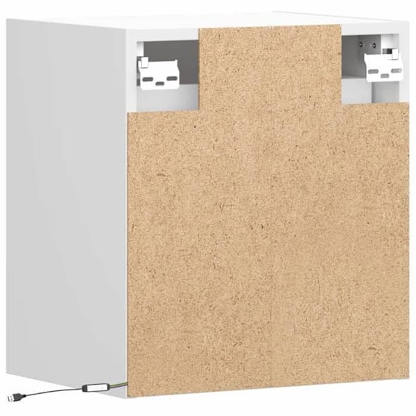 Væghængt natbord med LED-lys 41 x 31 x 45 cm i hvidt ingeniørt træ DEC034165 Vit