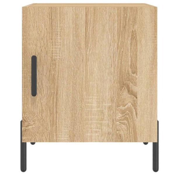 Sæt med 2 natborde med skab med låge 40 x 40 x 50 cm ingeniørtræ i egetræfarve og jern DEC035274 kastanj
