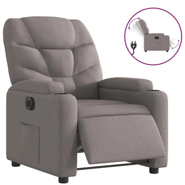 Recliner TV med elektrisk lutningsfunktion mycket bekväm i taupe tyg DEC028570 Guld