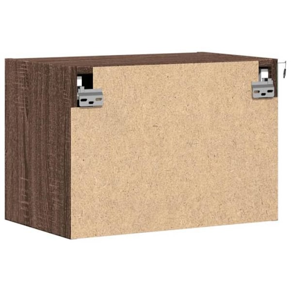 Væghængt natbord med LED-lys 50 x 31 x 35 cm i brunt ingeniørtræ DEC034180 kastanj