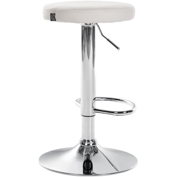 Barstole - Design - Sæt af 2 - Hvid syntetik - Krommet metalramme - Højdejusterbar Vit