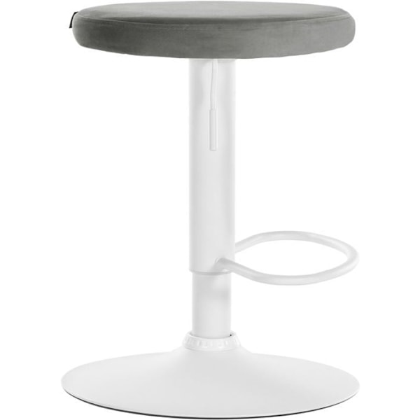 Barstol x1 enkel design justerbar höjd grå sammet klädsel metallben vit 10_0005357 Vit