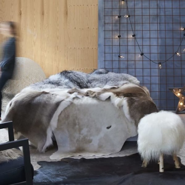 Matta - Konstläder - Brun och vit - 150x170 cm - Rektangulär - Inomhus Brunt och vitt