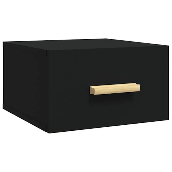 Væghængt natbord med skuffe 35 x 35 x 20 cm i sort ingenieurtræ DEC034311 kastanj