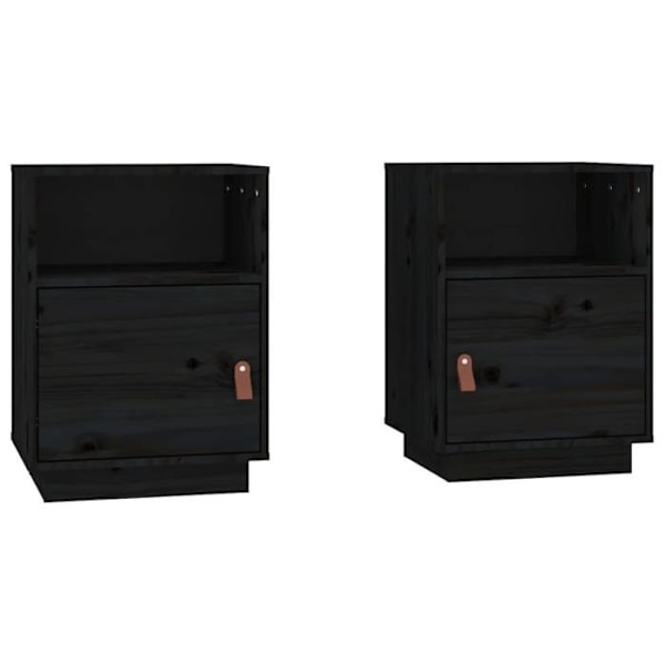 Set med 2 nattduksbord med förvaringsfack med dörr 40 x 34 x 55 cm svart furu DEC035527 kastanj