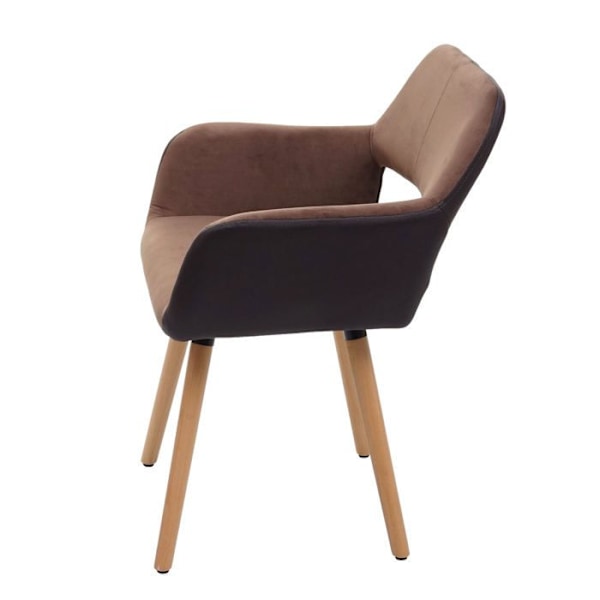 Retro design besøgsstol til spisestue i brunt stof med lys træben 04_0002139 kastanj