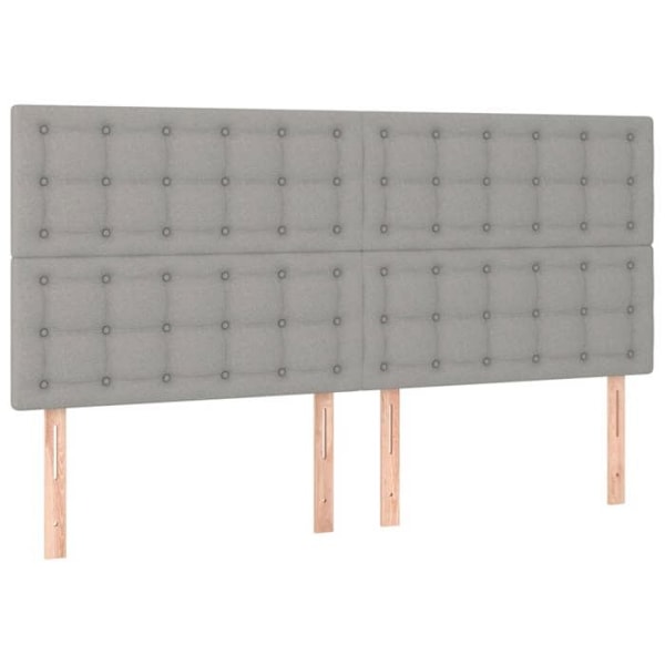 Hovedgærde til soveværelse med LED-møbler 200 x 5 x 118/128 cm lys gråt stof TDL0201325 Grå