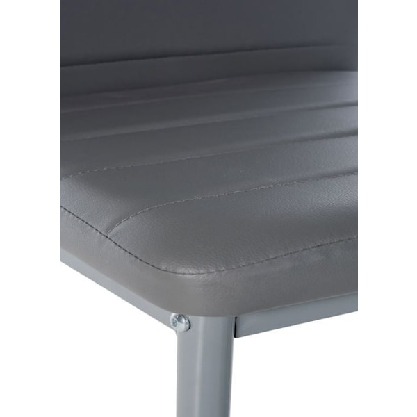 Stol til spisestue x1 enkel design i grå PVC med dekorativ syning metalramme i grå 10_0002055 Grå