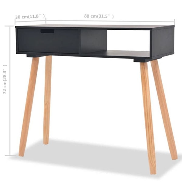 Modern entré console furniture with drawer 80 x 30 x 72 cm MDF black DEC031738 Svart