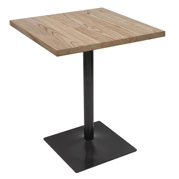 Bistro bord plade, bistro design i industriel stil i metal og lys egetræ 70x70 cm 04_0008523 kastanj