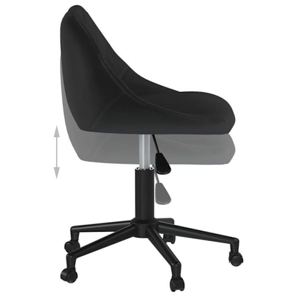 Arbejdshøjde taburet, kontorstol med hjul, justerbar højde, sort velour, ramme i sort stål DEC025119 Svart
