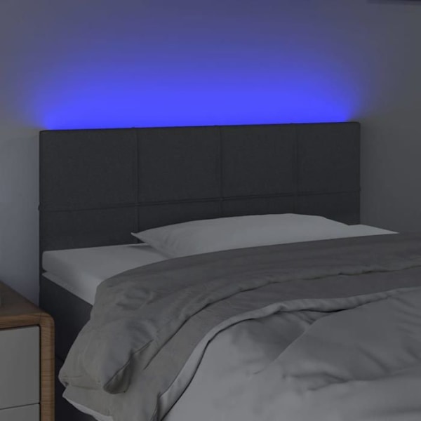 Tillbehör för sänggavel sovrum möbel med LED 100 x 5 x 78/88 mörkgrå tyg Mörkgrå
