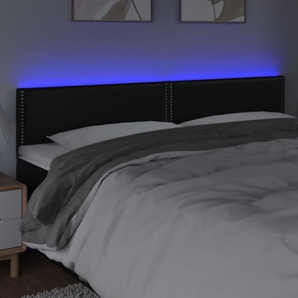 Hovedgærde - Ikke specificeret - 160 cm - Syntetisk læder sort - LED - Moderne design Svart
