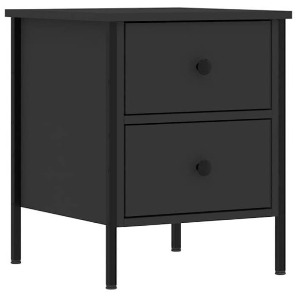 Sæt med 2 nat borde med to skuffer 40 x 42 x 50 cm ingeniør træ sort og jern DEC035585 kastanj