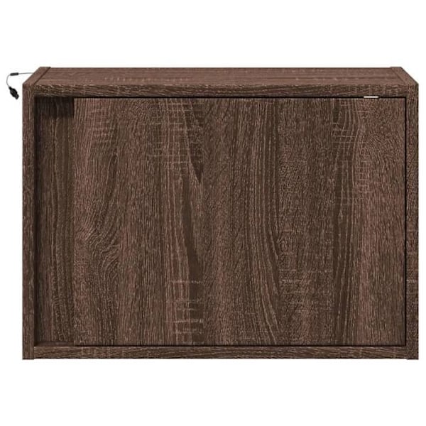 Væghængt natbord med LED-lys 50 x 31 x 35 cm i brunt ingeniørtræ DEC034180 kastanj