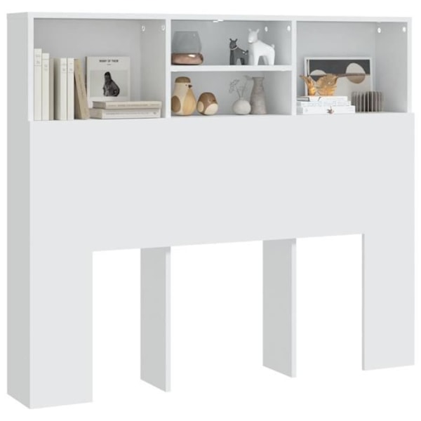 Sängynpääty, jossa on säilytys, vuodevarusteet, yöpöytä, hylly 120 x 19 x 103,5 MDF valkoinen