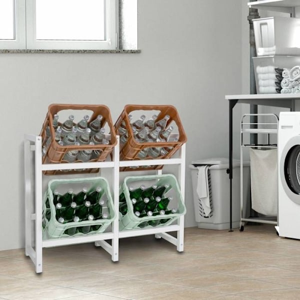 hylla för 4 dryckeskäslor förvaring flasthållare 91x76 cm i vit metall 10_0003160 Vit