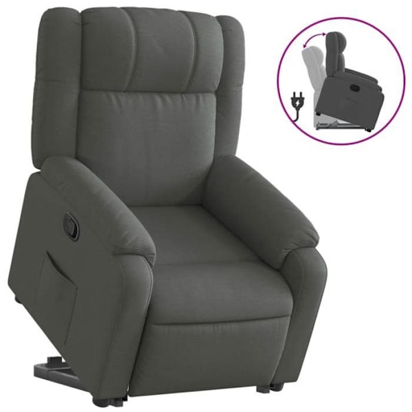 Fauteuil relax TV med komfortabel polstring og elektrisk løftefunktion i mørkegrå stof DEC027932 Grå