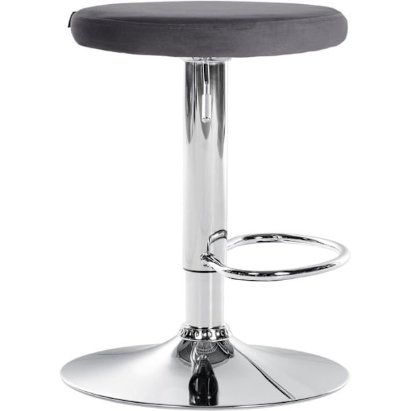 Barstol x1 enkel design justerbar højde mørkegrå velourbetræk metalben i chrome look 10_0005348 Grå