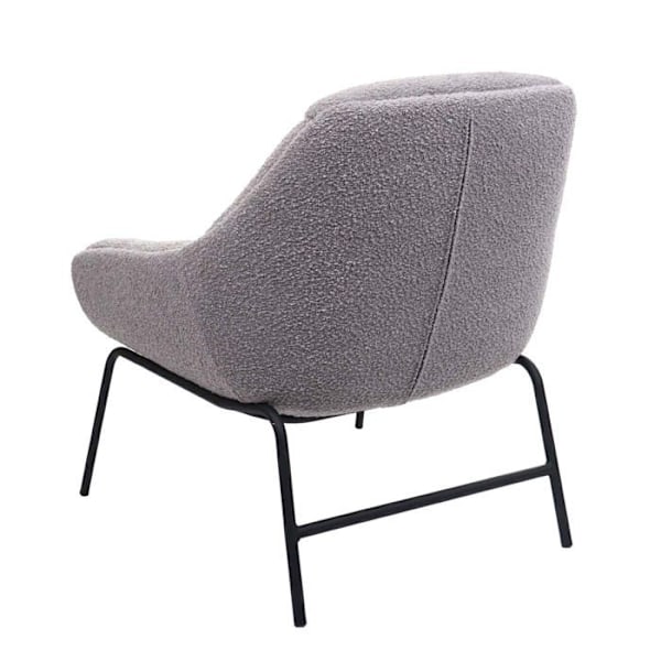 Lounge-tilatuoli rentoutumiseen, ylimääräinen kokoinen, vaaleanharmaasta boucle-kankaasta ja metallista 04_0006854 Grå