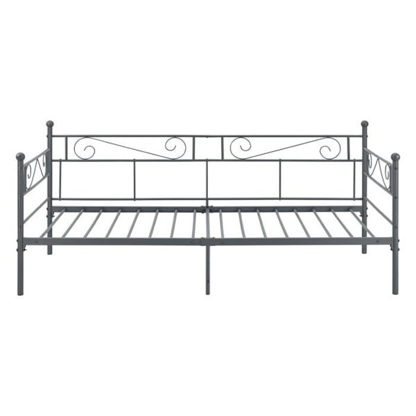 Säng i mörkgrå metall med metalliska lameller 90 x 200