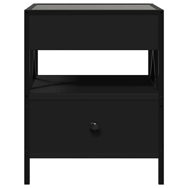Natteskab med LED-spejl og skuffe 40 x 40 x 51 cm, sort ingeniørtræ, glas og stål DEC033158 kastanj