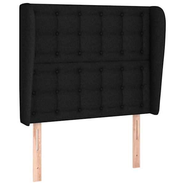 Hovedgærde til seng, soveværelse møbel med sidekant 103 x 23 x 118/128 sort stof