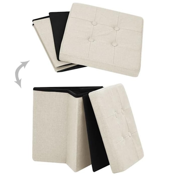 Foldbar opbevaringspuf 38 x 38 x 38 cm i hvid creme stof DEC026342 Vit