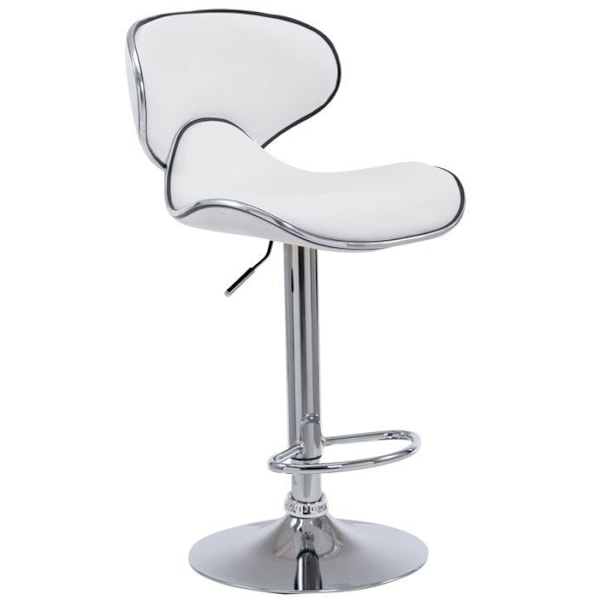 Barstol - Ikke specificeret - Højdejusterbar - Kunstlæder - Forkromet metal - Moderne design Vit
