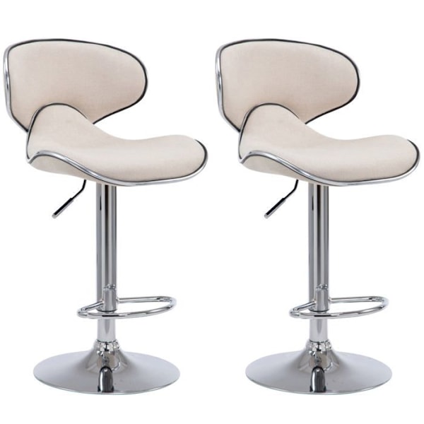 Set med 2 snurrbara barstolar i modern design med cremefärgad tyg och stöd i krommetall 10_0004265 Grädde