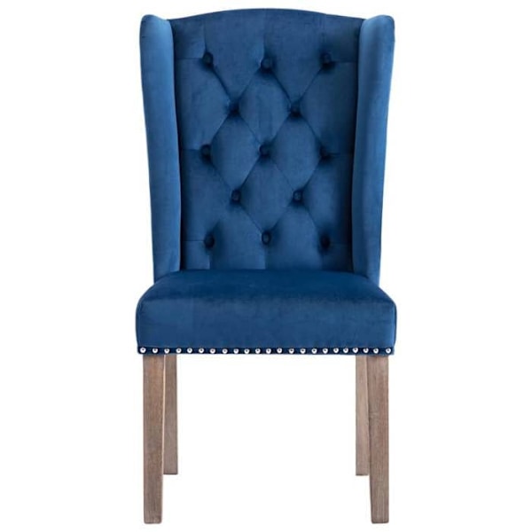 Sæt med 4 spisestuestole, køkkenstole, klassisk design, blå velour CDS021310 Blå
