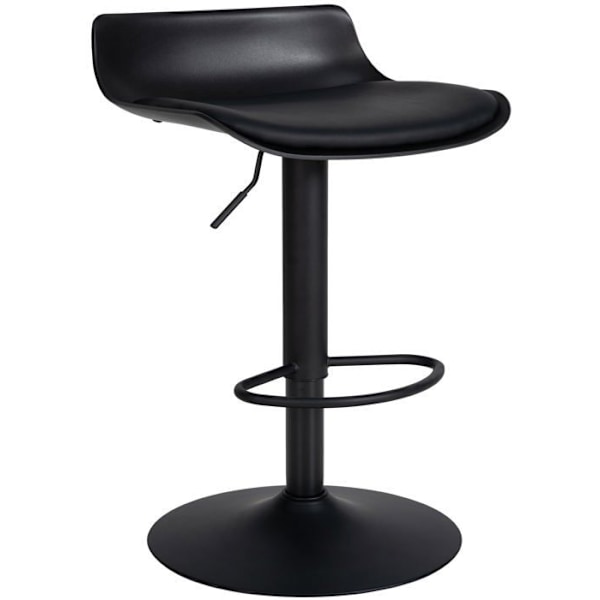 Barstol x4 med justerbar fodstøtte moderne design i sort PVC og sort metal 10_0004500 Metall