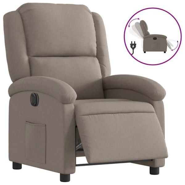 TV-recliner med elektrisk lutningsfunktion, mycket bekväm i taupe-tyg DEC028564 Guld