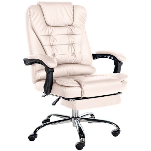 Ergonominen työtuoli, jossa on runsaasti pehmustetta, PVC-vaahtopäätä ja kromimetallijalkatuki 10_0002566 Grädde