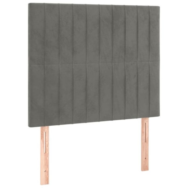 Hovedgærde seng til soveværelse med LED-møbel 100 x 5 x 118/128 cm lys grå velour TDL0201455