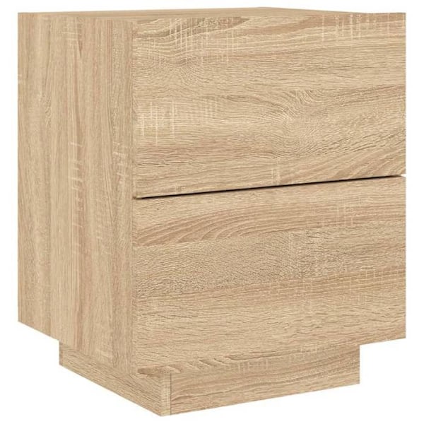 Set av 2 sängbord med lådor i ingenjörsträ, färg ek DEC032851 kastanj