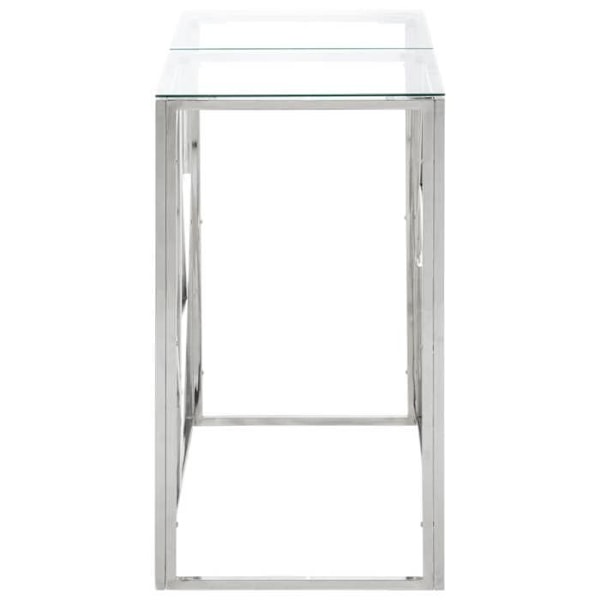 Konsolbord indgangsmøbel stue i forkromet rustfrit stål og hærdet glas DEC031613 Silver