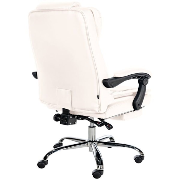 Ergonomisk kontorstol generøst polstret med fodskammel i hvid PVC og krommetal 10_0002569 Vit