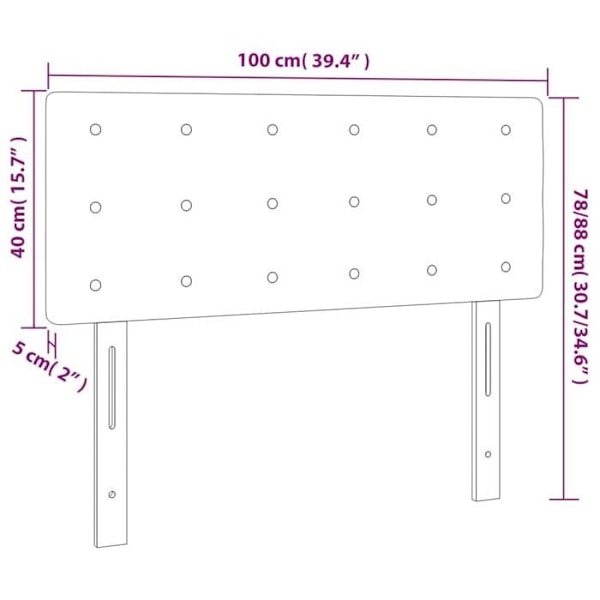 Hovedgærde til seng til soveværelse møbel med LED 100 x 5 x 78/88 cm mørkegrå stof TDL0201197 Grå