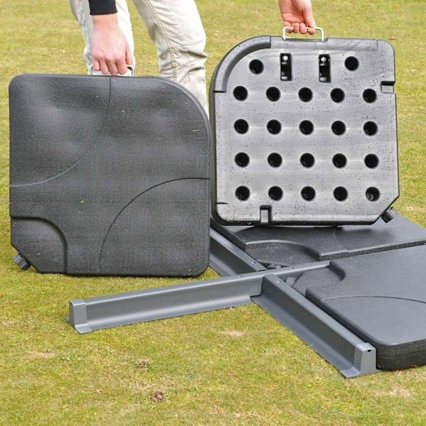 Ravintolavarjo 3 x 3m (Ø4,24m) polyesteri alumiini/teräs 23kg antrasiitti jalustalla